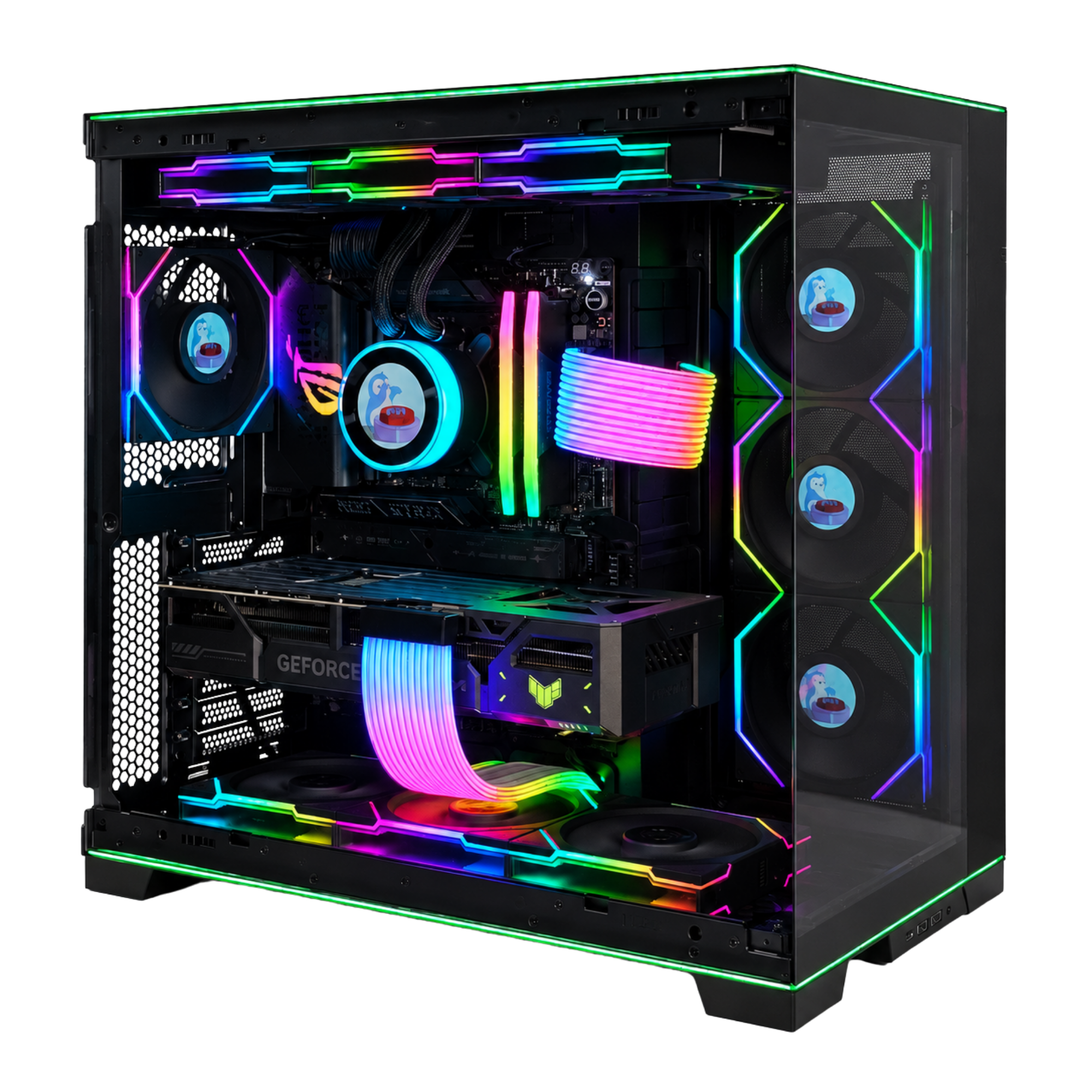 MONARCH Bespoke Builds Gaming PC – AMD Ryzen 7 9800X3D 8-Core 5.2GHz, NVIDIA GeForce RTX 5080 16GB GDDR7, 32GB DDR5 6000MHz, 1TB NVMe SSD, ASUS ROG X870E, Lian Li O11D EVO, Hydroshift LCD Cooler, 1200W Lian Li PSU, Windows 11 Pro – Prebuilt Gaming Desktop