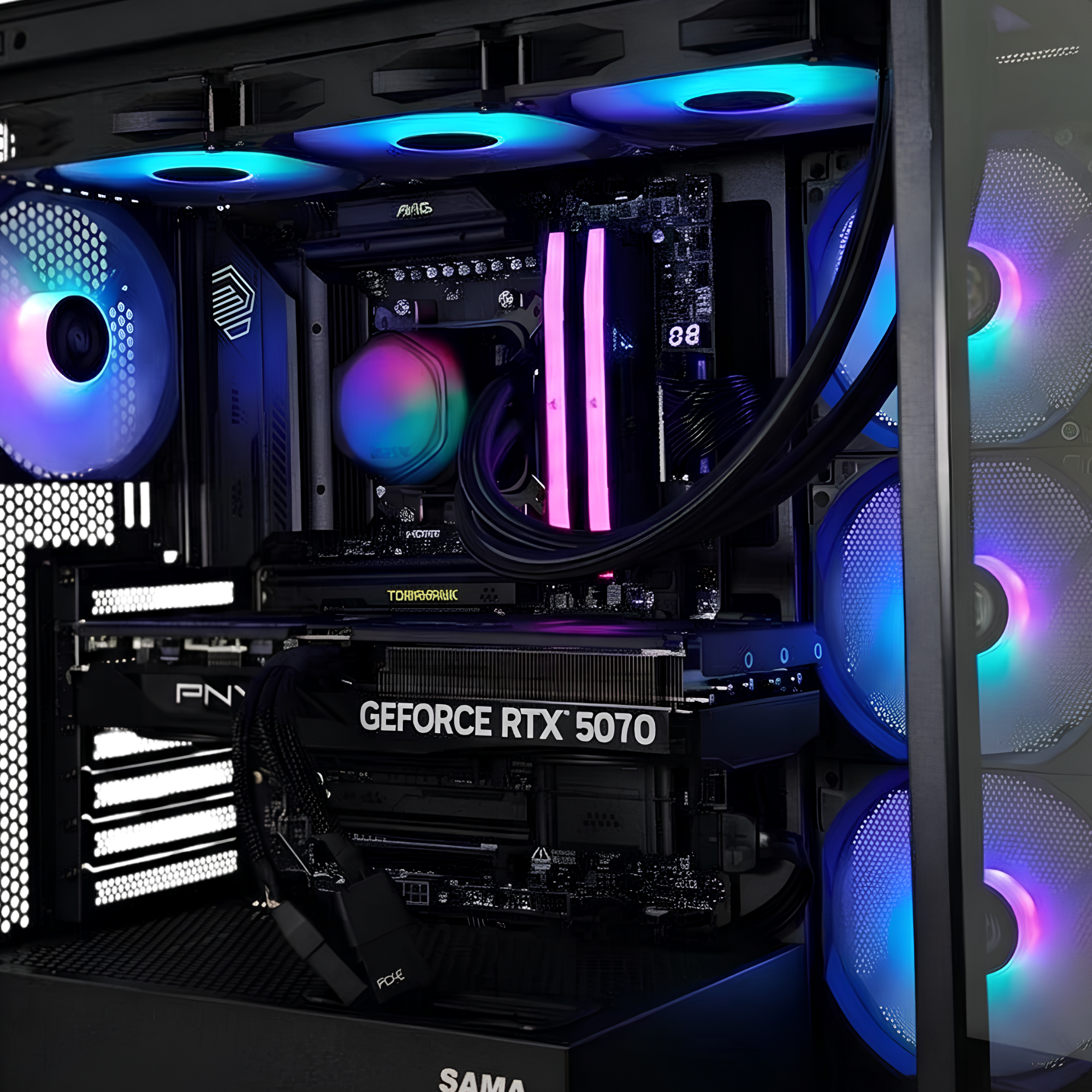 Bespoke Builds Gaming PC – AMD Ryzen 7 9800X3D 8-Core 5.2GHz, NVIDIA GeForce RTX 5070 12GB GDDR7, 32GB DDR5 RGB RAM, 2TB NVMe SSD, 360mm Liquid Cooler, WiFi & Bluetooth, Windows 11 Pro – Prebuilt Gaming Desktop Computer