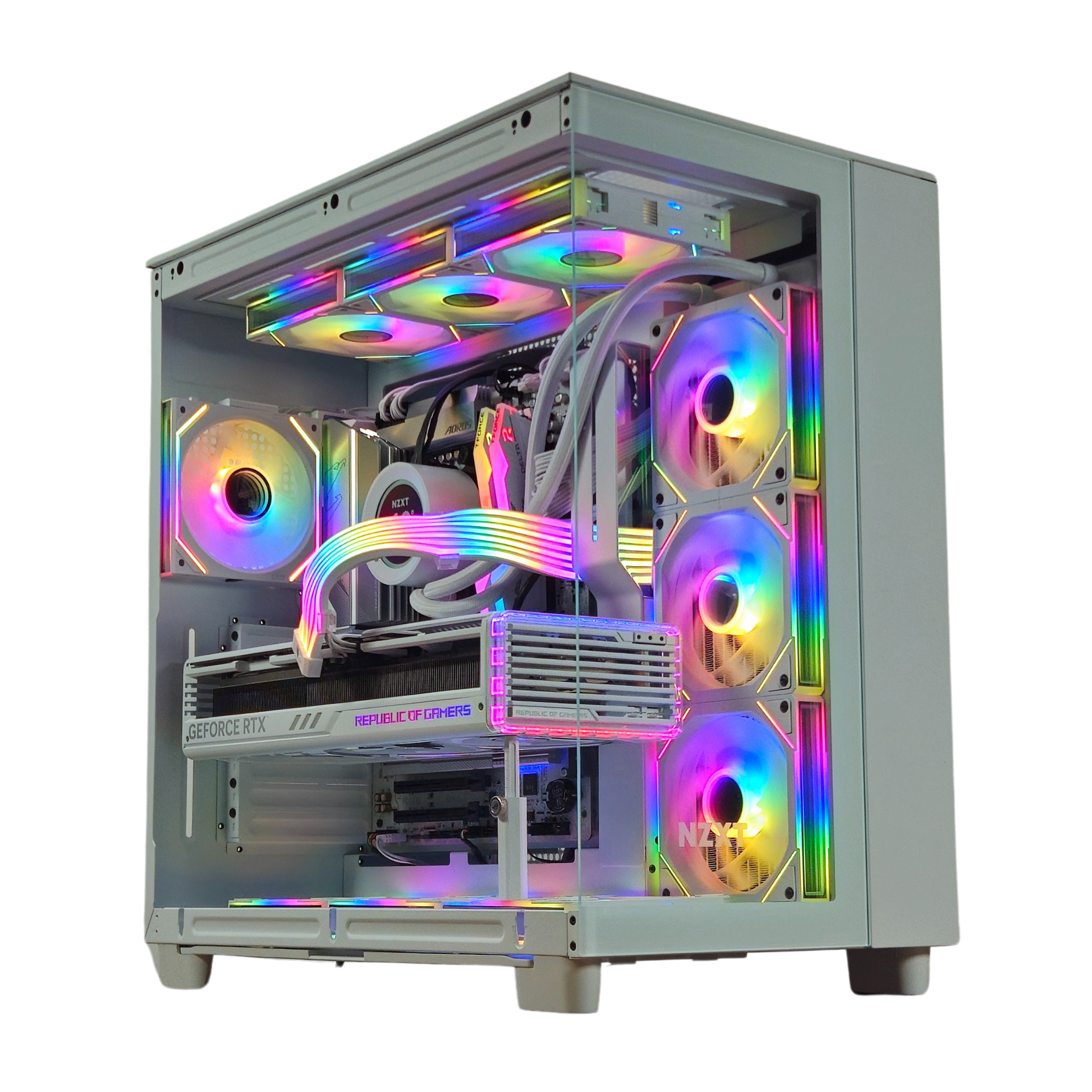 WHITE MAMBA - Asus ROG White Strix 4080 Super - Ryzen 7 7800X3D - 2TB M.2 SSD - 1000W Power Supply - Ready for AI & VR - All White Gaming PC