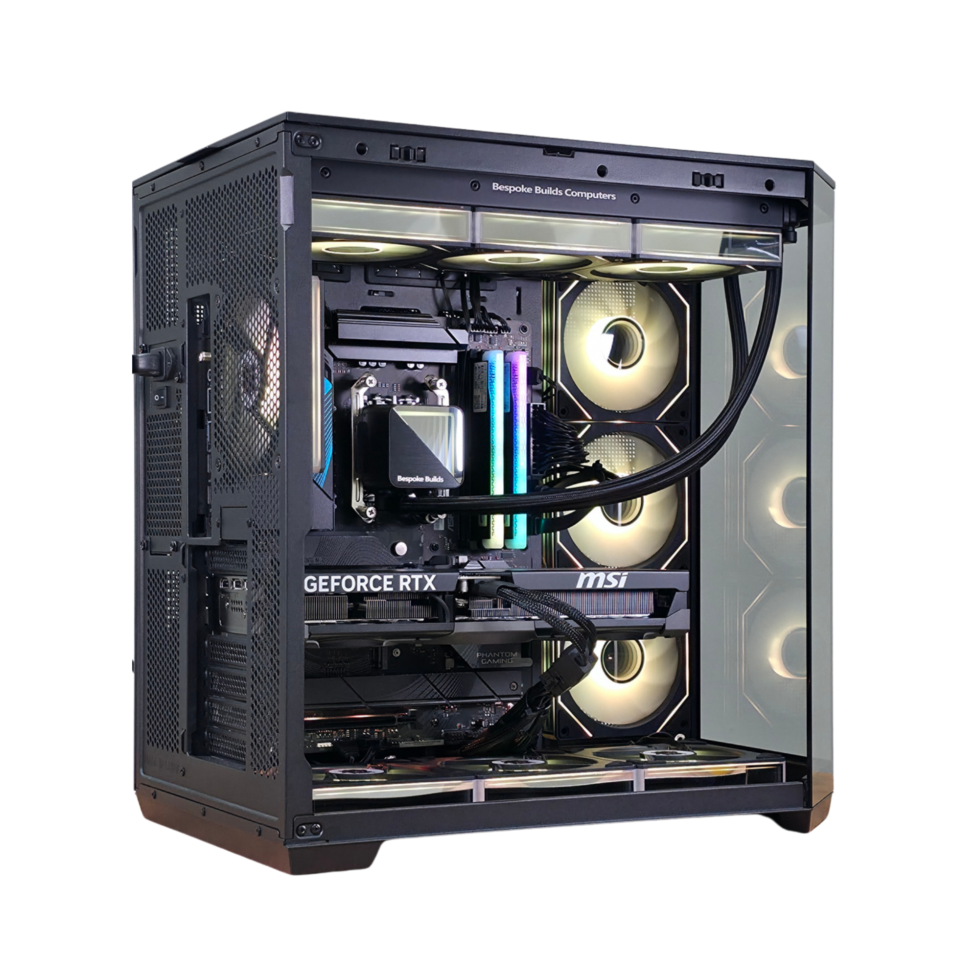 PRISM Bespoke Builds Gaming PC – AMD Ryzen 5 9600X 6-Core 5.4GHz, NVIDIA GeForce RTX 5060 Ti 16GB, 16GB DDR5 RAM, 1TB NVMe SSD, 360mm Liquid Cooler, 10x RGB Fans, WiFi & Bluetooth, Windows 11 Pro, FREE Keyboard & Mouse, Prebuilt Gaming Desktop Computer
