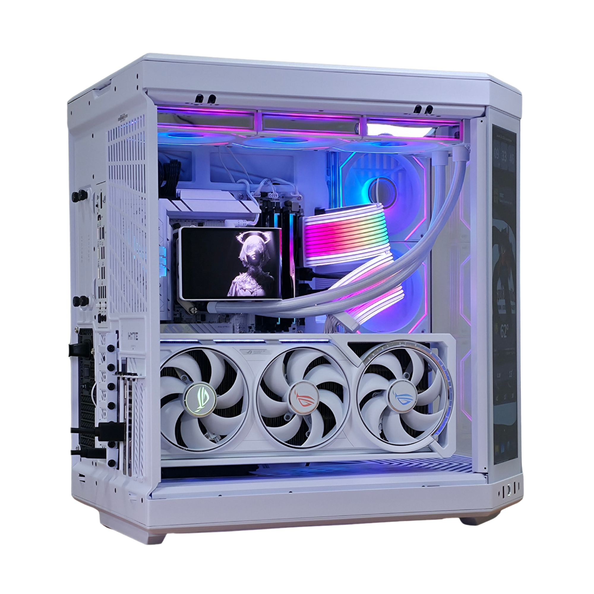 Bespoke Builds INFINITE Series White Edition – AMD Ryzen 7 9800X3D 8-Core 5.2GHz, NVIDIA GeForce RTX 5080 16GB GDDR7 White, 32GB DDR5 RAM, 2TB NVMe SSD, HYTE Y70 Touch Infinite White, LCD Cooler, Windows 11 Pro – Prebuilt Gaming Desktop Computer
