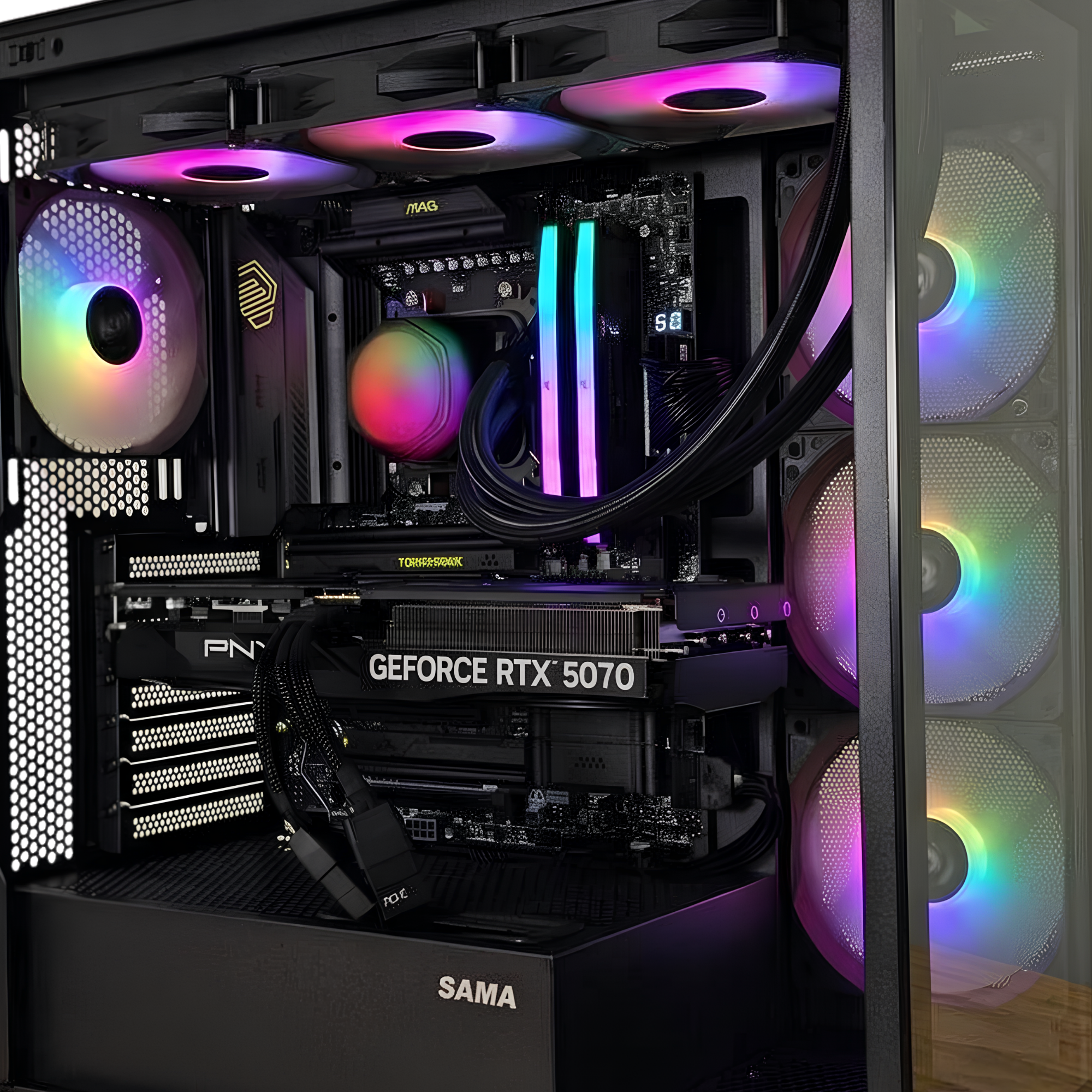 Bespoke Builds Gaming PC – AMD Ryzen 7 9800X3D 8-Core 5.2GHz, NVIDIA GeForce RTX 5070 12GB GDDR7, 32GB DDR5 RGB RAM, 2TB NVMe SSD, 360mm Liquid Cooler, WiFi & Bluetooth, Windows 11 Pro – Prebuilt Gaming Desktop Computer