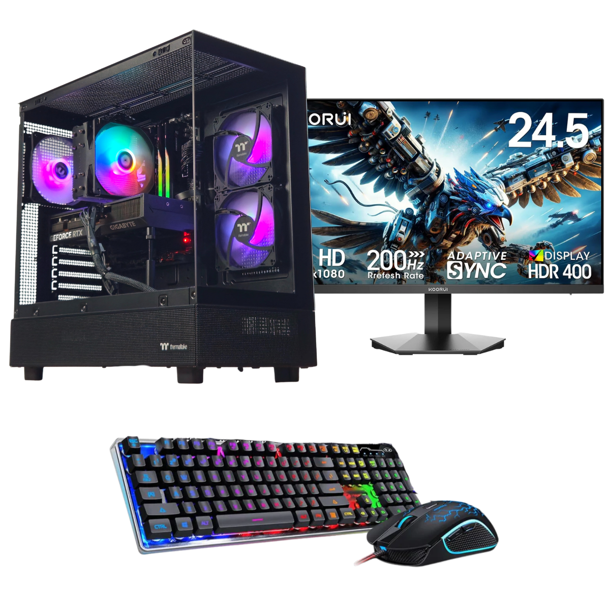 Bespoke Axion V1 Gaming PC - Ryzen 7 7800X3D - RTX 5060 - 2TB SSD - 32GB DDR5 - Windows 11 Pro - WiFi Bluetooth - KOORUI 24.5 Inch Gaming Monitor 200Hz - Gaming Keyboard Mouse Combo