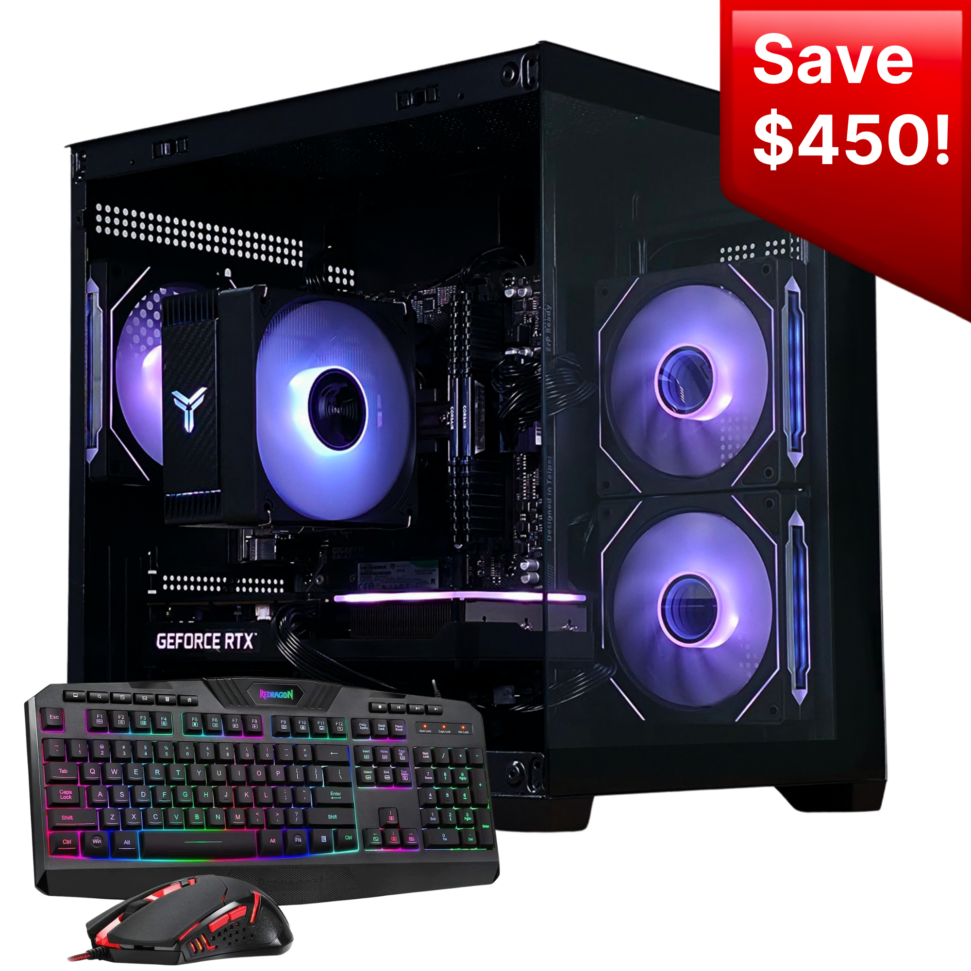 Atom Mini Gaming PC – AMD Ryzen 5 3600 6-Core 4.2GHz, NVIDIA GeForce RTX 3060 Ti 8GB, 16GB DDR4 RAM, 512GB SSD, WiFi & Bluetooth, Windows 11 Pro, FREE Gaming Keyboard & Mouse – Prebuilt Gaming Desktop Computer